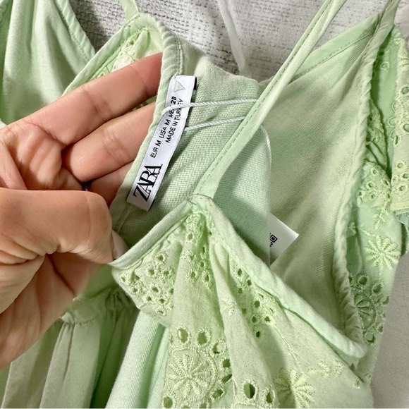 NWT Zara Mint green eyelet maxi dress size M - Picture 8 of 10